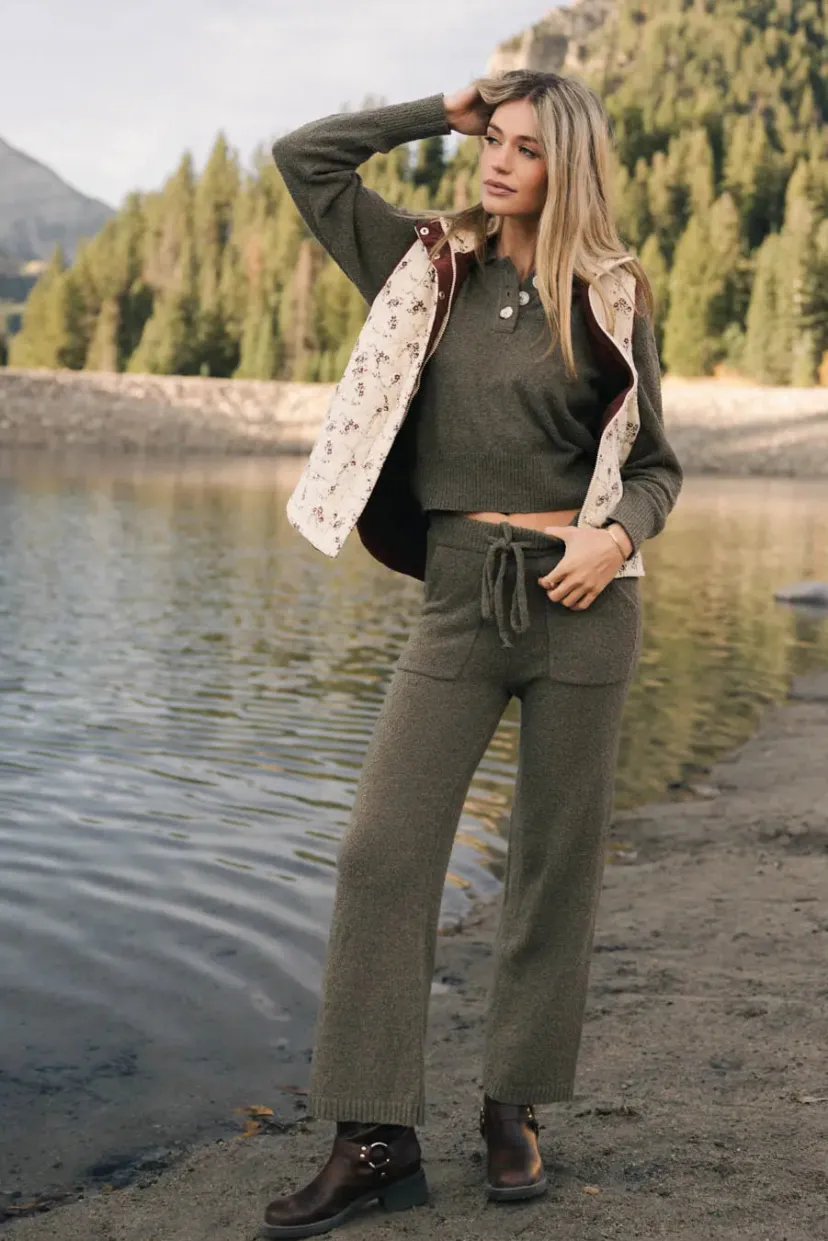 Sets | Loungewear>Bohme Breck Knit Pants in Olive