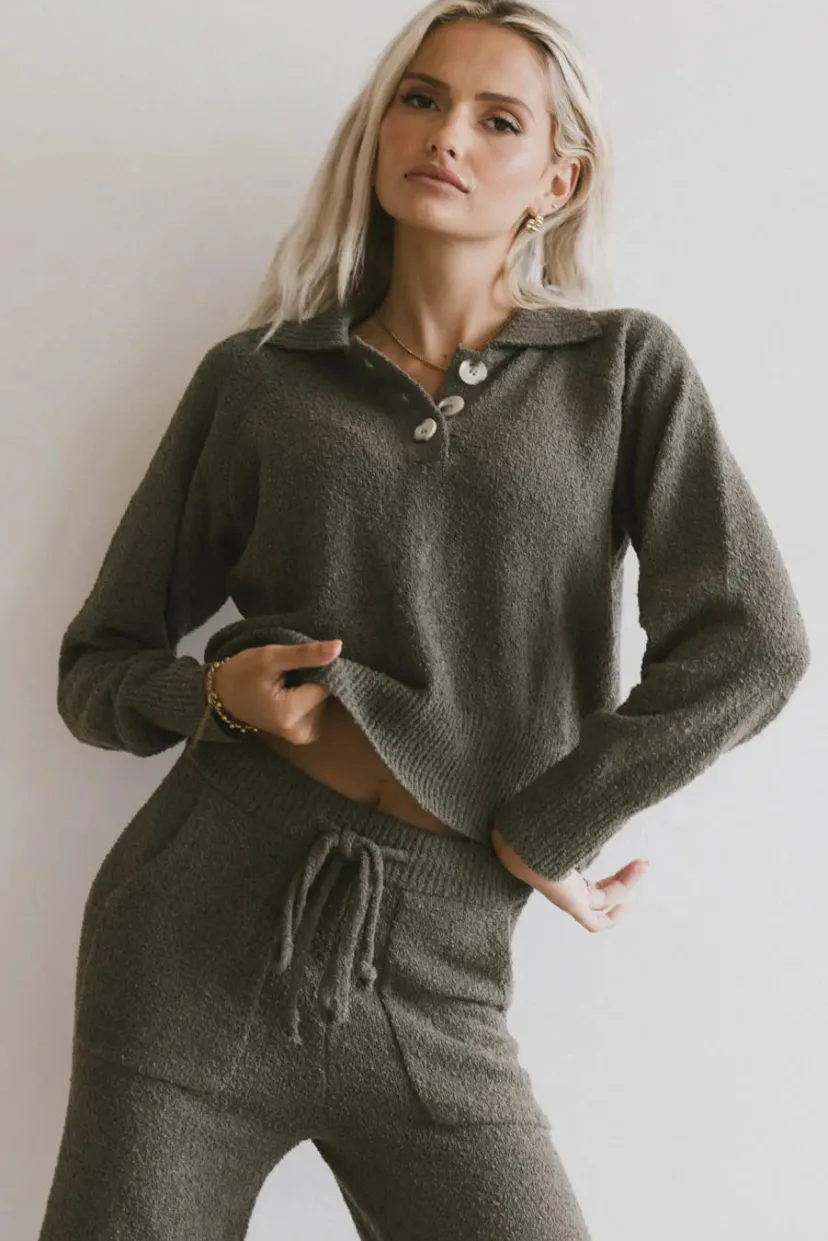 Tops | Sets>Bohme Breck Knit Sweater in Olive