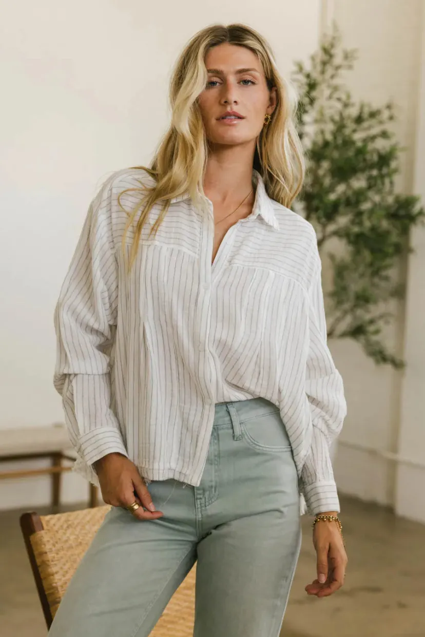 Tops | Blouses>Bohme Bret Striped Button Up