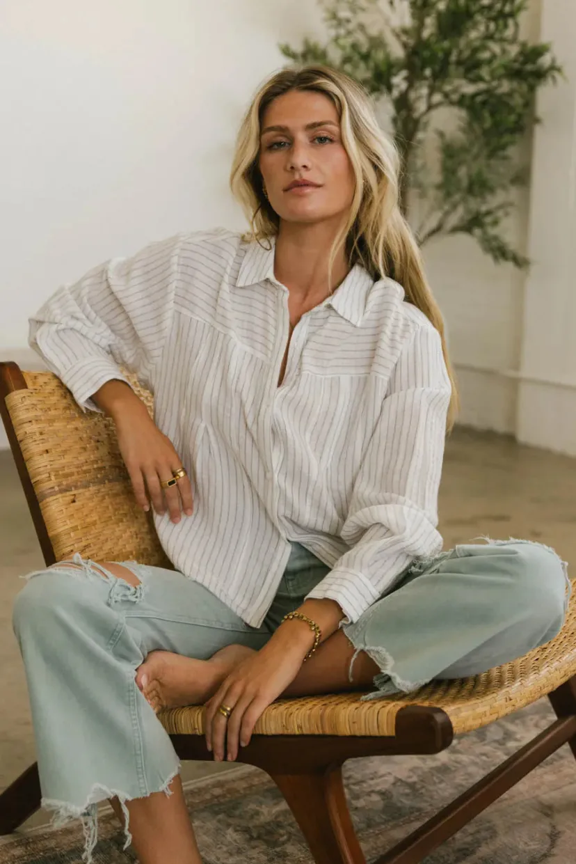 Tops | Blouses>Bohme Bret Striped Button Up