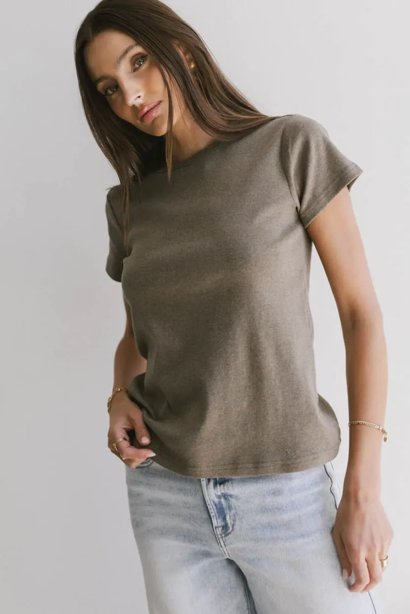 Tops | Essentials>Bohme Briony Basic Tee in Olive