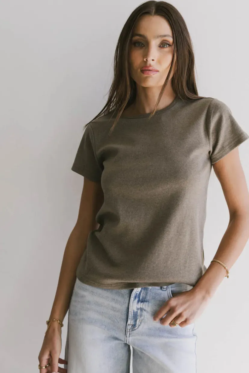 Tops | Essentials>Bohme Briony Basic Tee in Olive