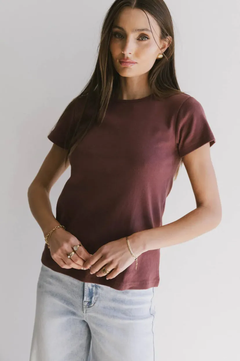 Tops | Essentials>Bohme Briony Basic Tee in Wine