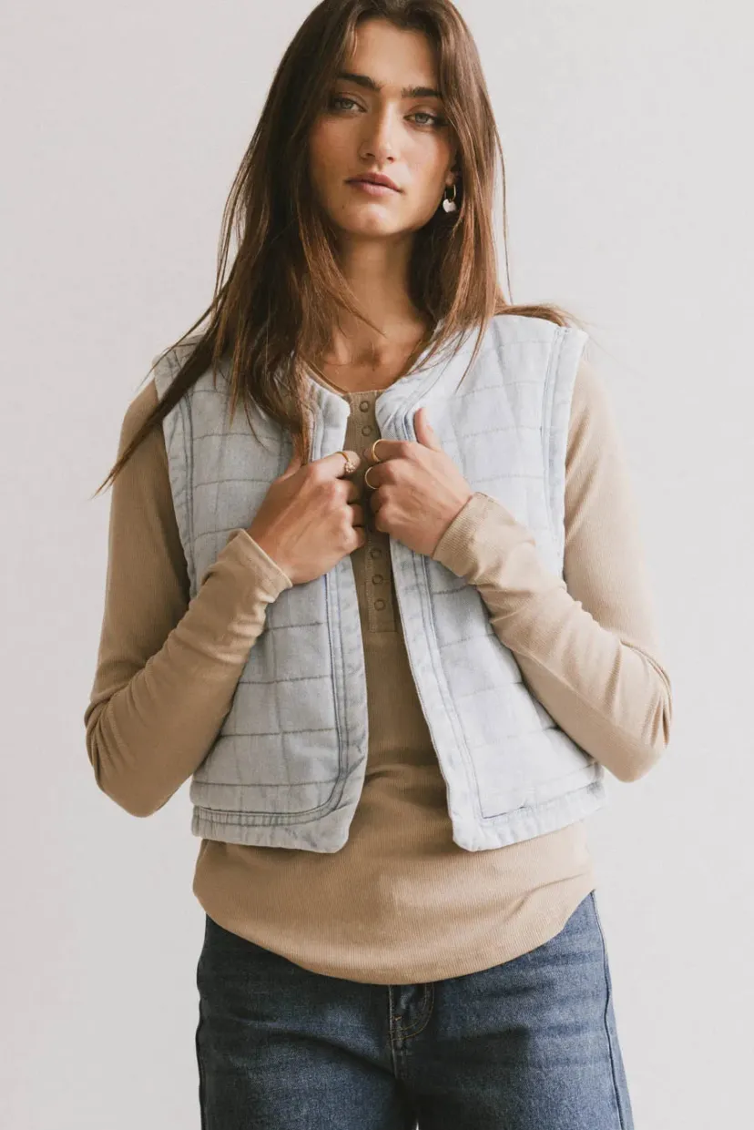 Vests>Bohme Brodie Quilted Denim Vest