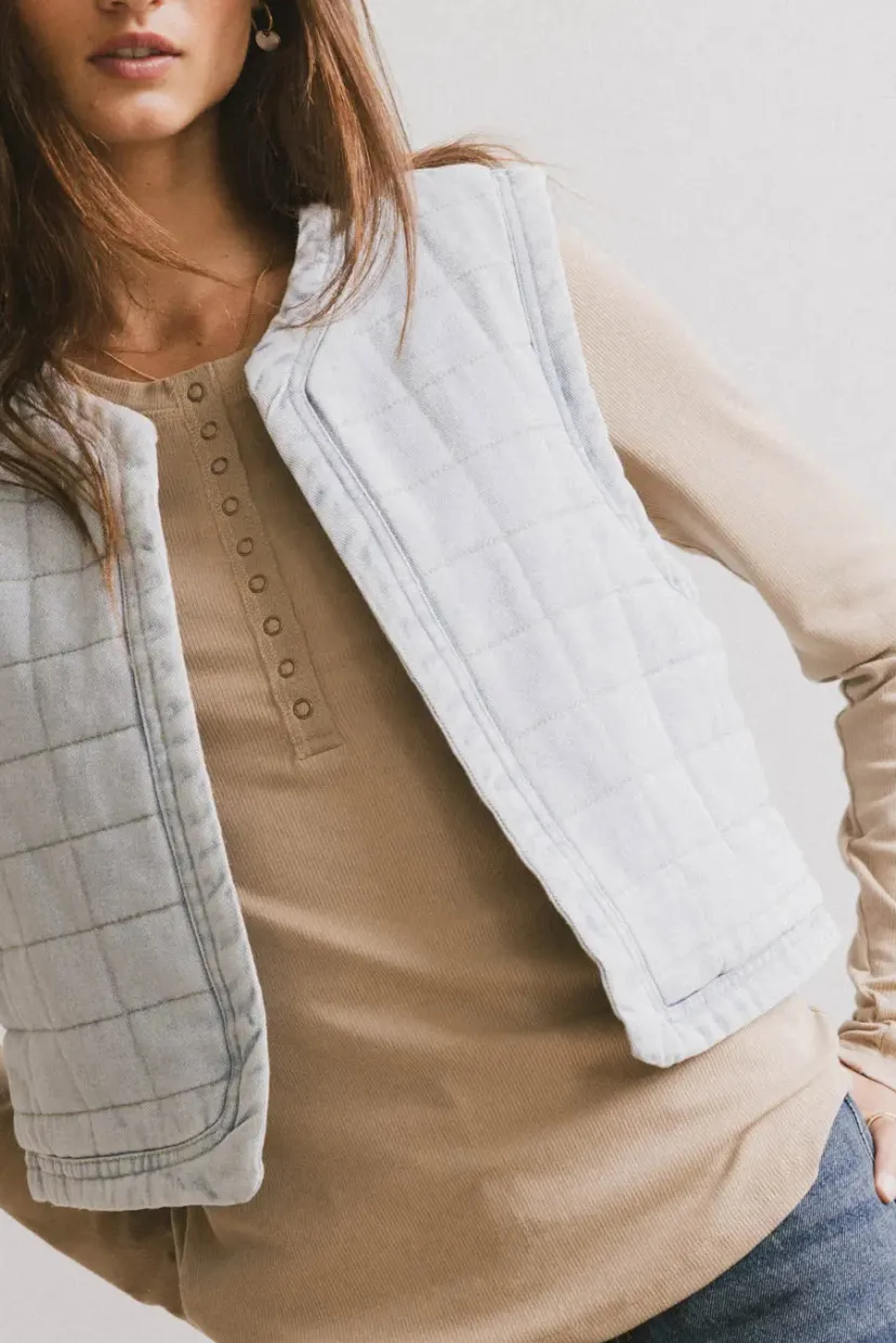 Vests>Bohme Brodie Quilted Denim Vest