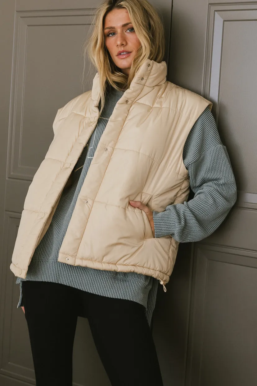 Vests>Bohme Caelan Puffer Vest in Cream