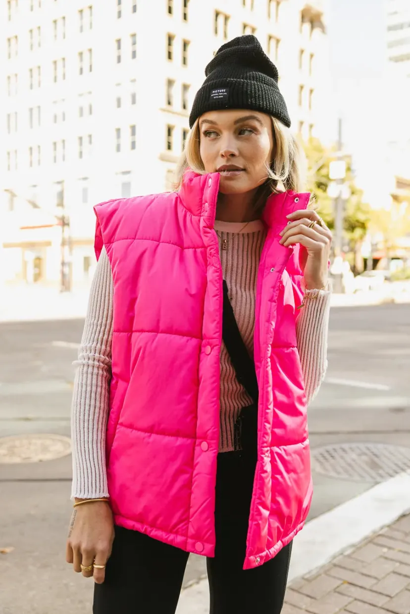 Vests>Bohme Caelan Puffer Vest in Pink