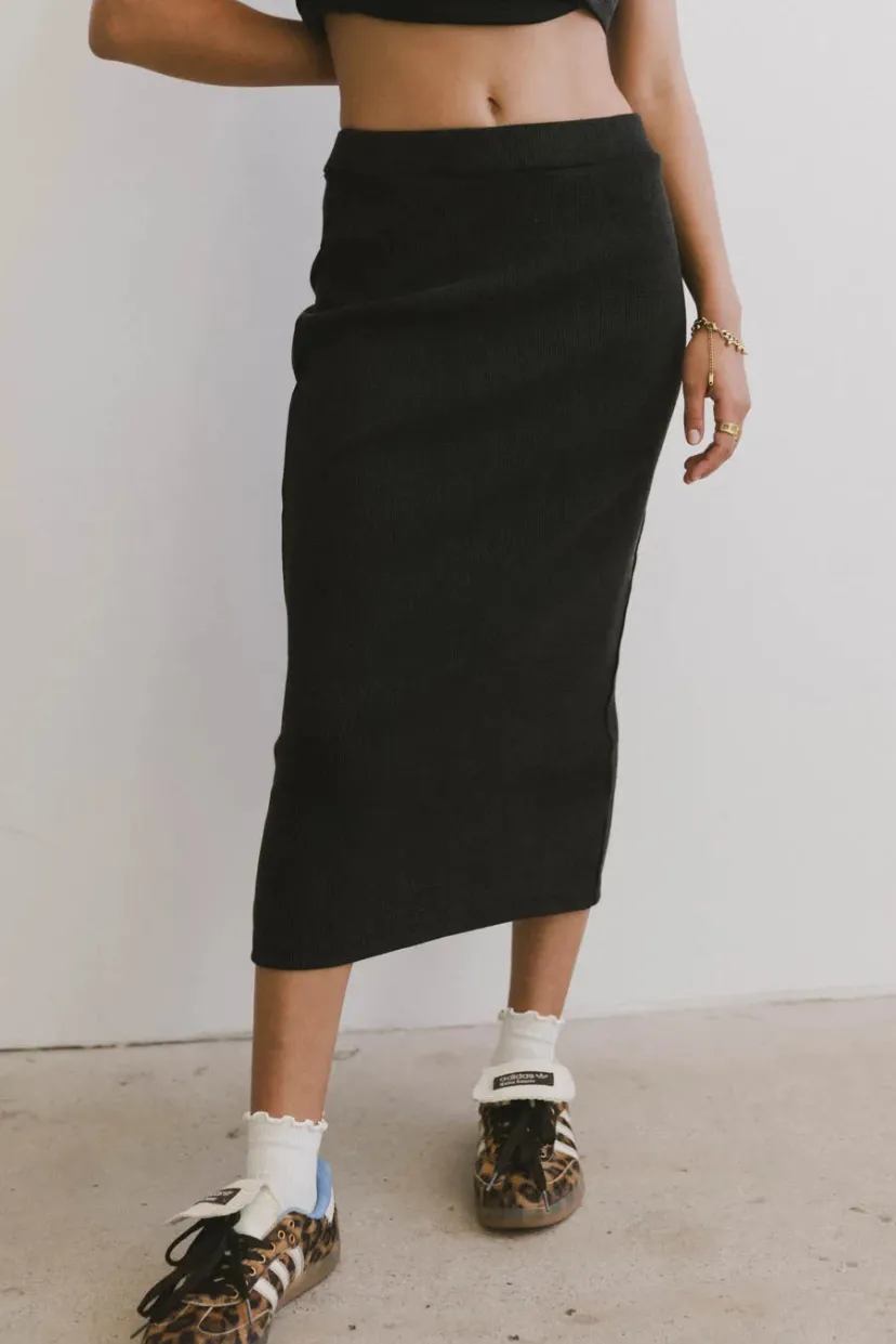 Skirts | All Bottoms>Bohme Calais Ribbed Skirt in Black