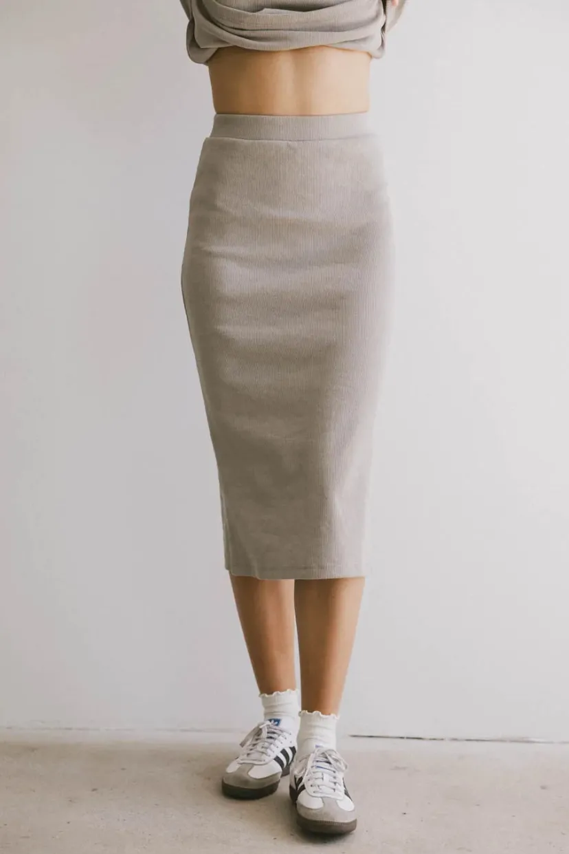 Sets | Skirts>Bohme Calais Ribbed Skirt in Taupe