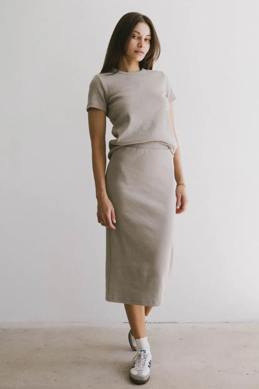 Sets | Skirts>Bohme Calais Ribbed Skirt in Taupe