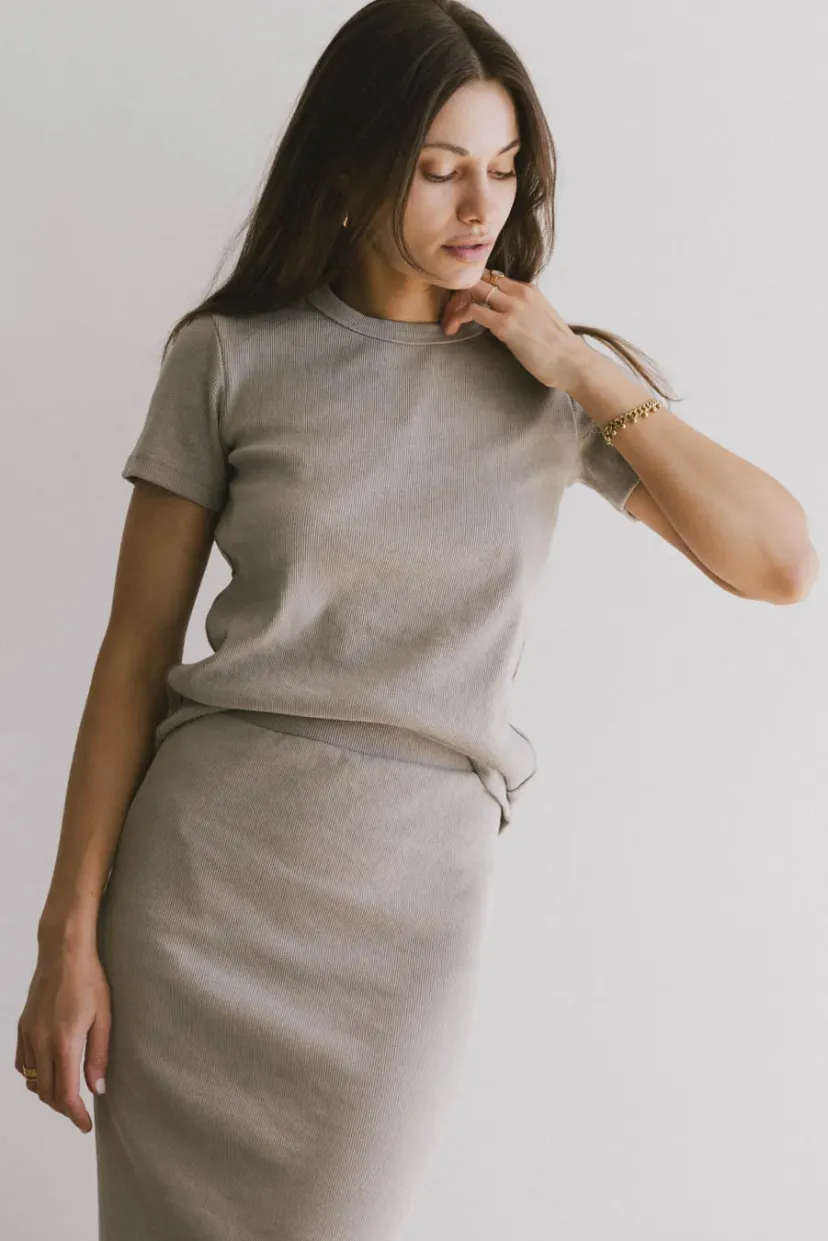 Tops>Bohme Calais Ribbed Top in Taupe