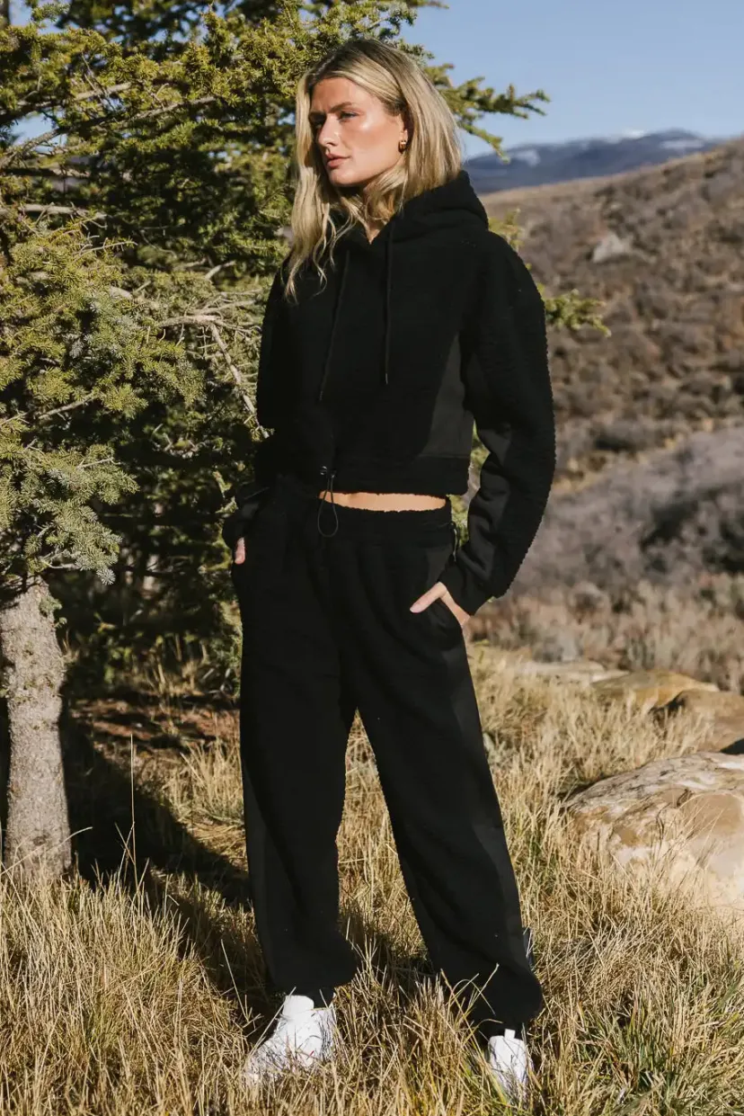 Pants | All Bottoms>Bohme Callie Sherpa Joggers in - FINAL SALE Black