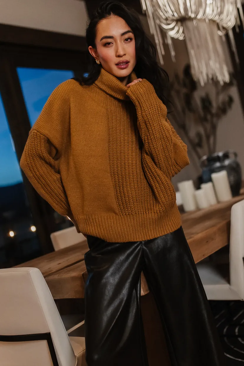 Tops | Sweaters>Bohme Catherine Turtleneck Sweater in Brown