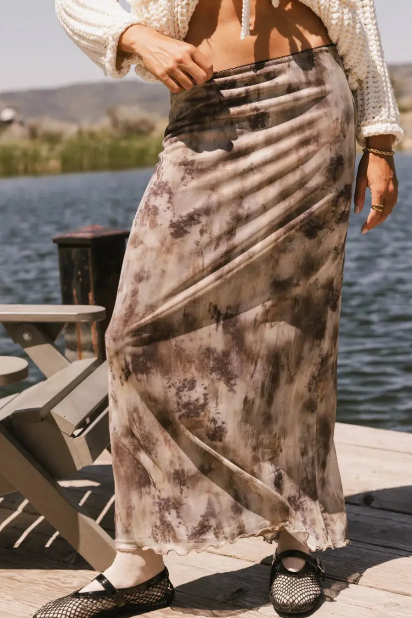 Skirts | All Bottoms>Bohme Chandler Abstract Maxi Skirt in Brown