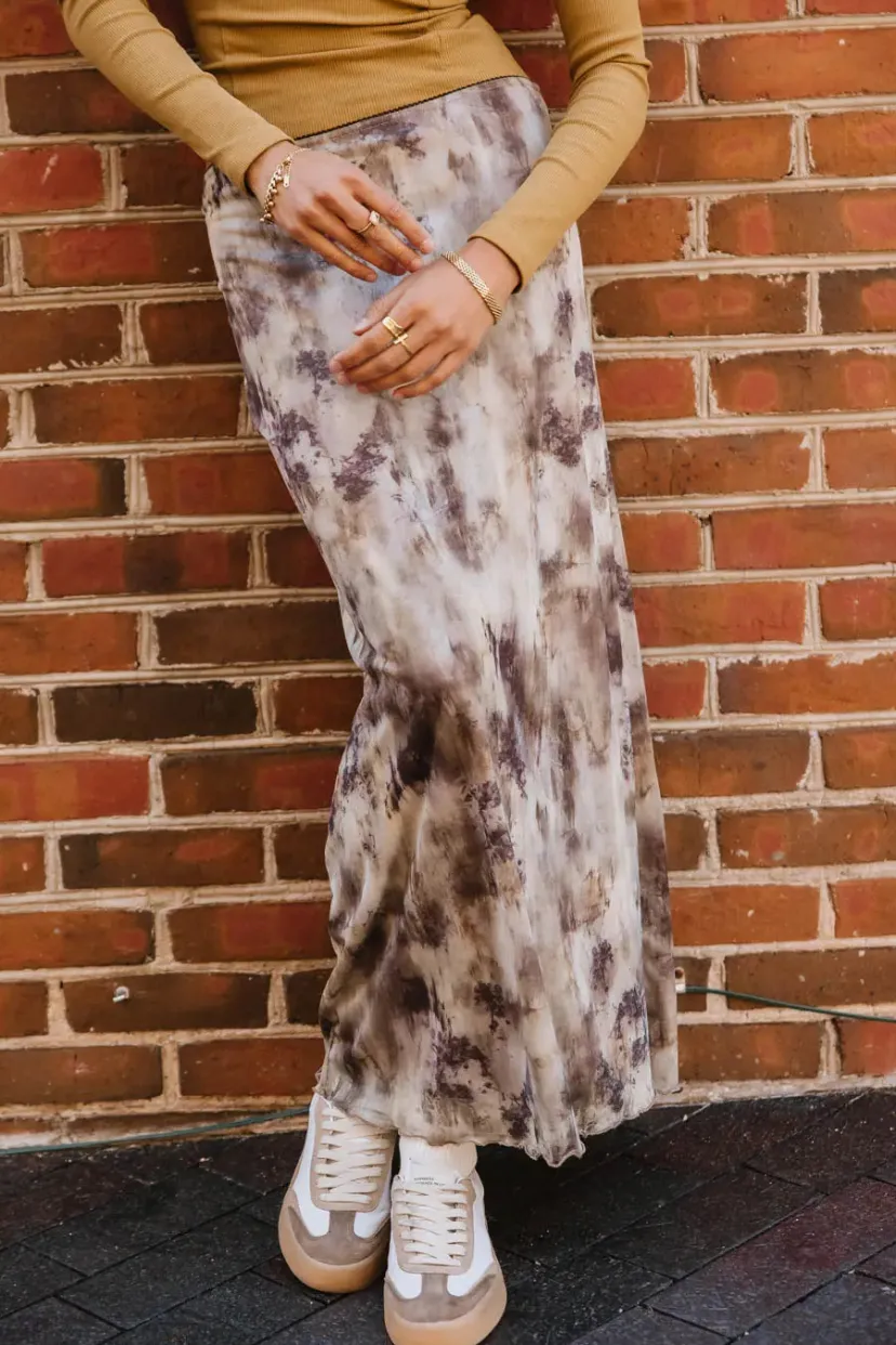 Skirts | All Bottoms>Bohme Chandler Abstract Maxi Skirt in Brown