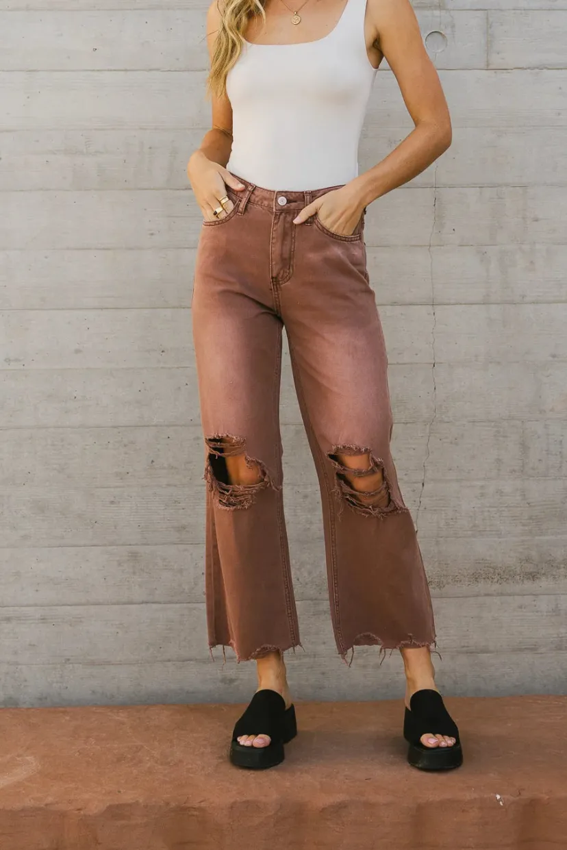 Denim | All Bottoms>Bohme Charlie Distressed Jeans in - FINAL SALE Mauve