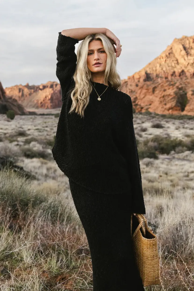 Tops | Sets>Bohme Charlotte Knit Sweater in Black