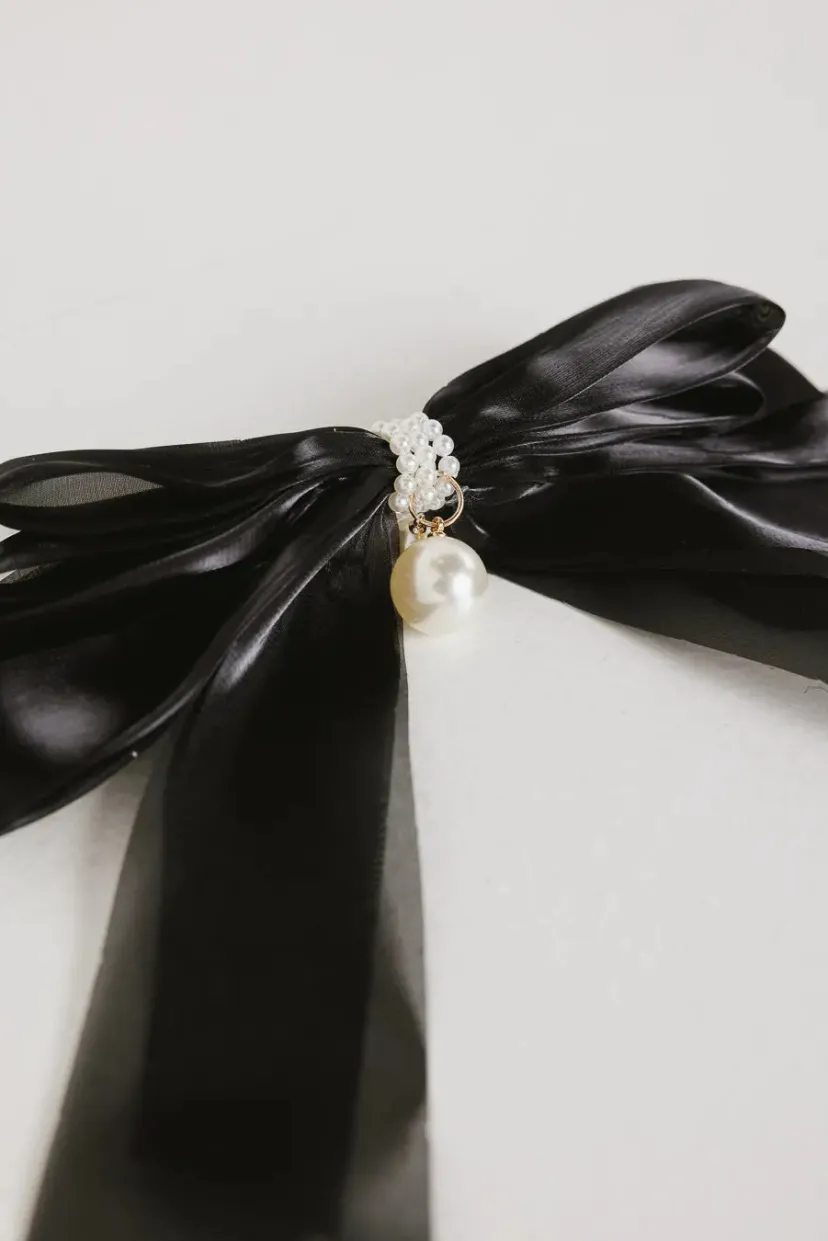 Hair Accessories>Bohme Chiffon Bow Hair Clip in Black