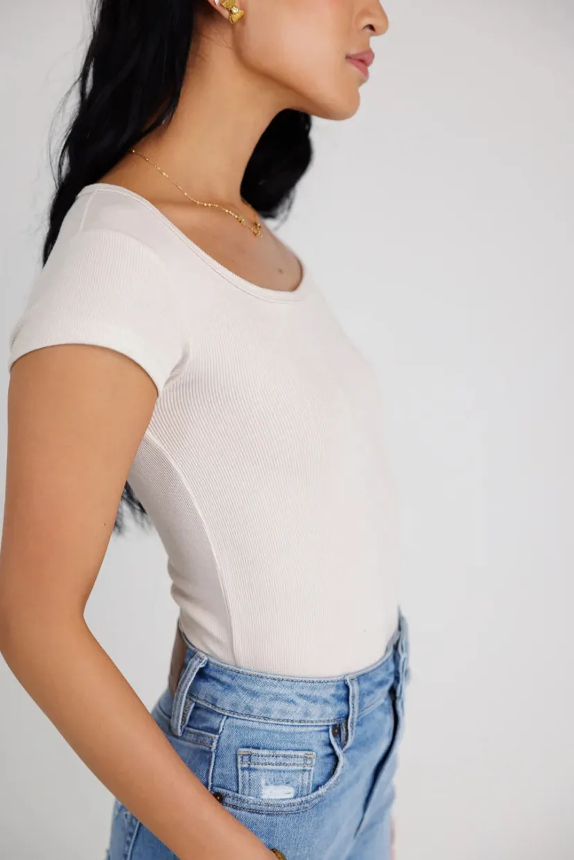 Tops | Essentials>Bohme Clara Square Neck Bodysuit in - FINAL SALE Bone