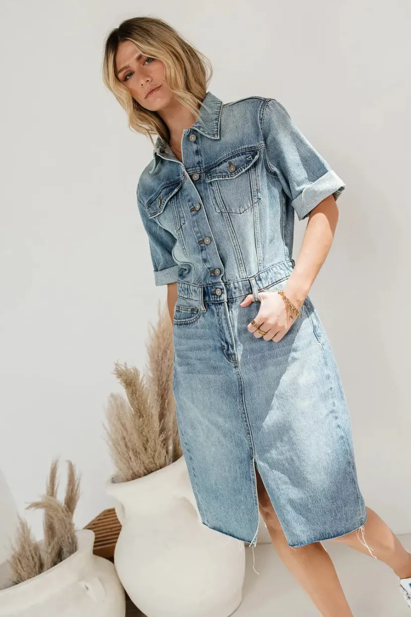 Dresses>Bohme Colby Denim Dress in Medium Wash