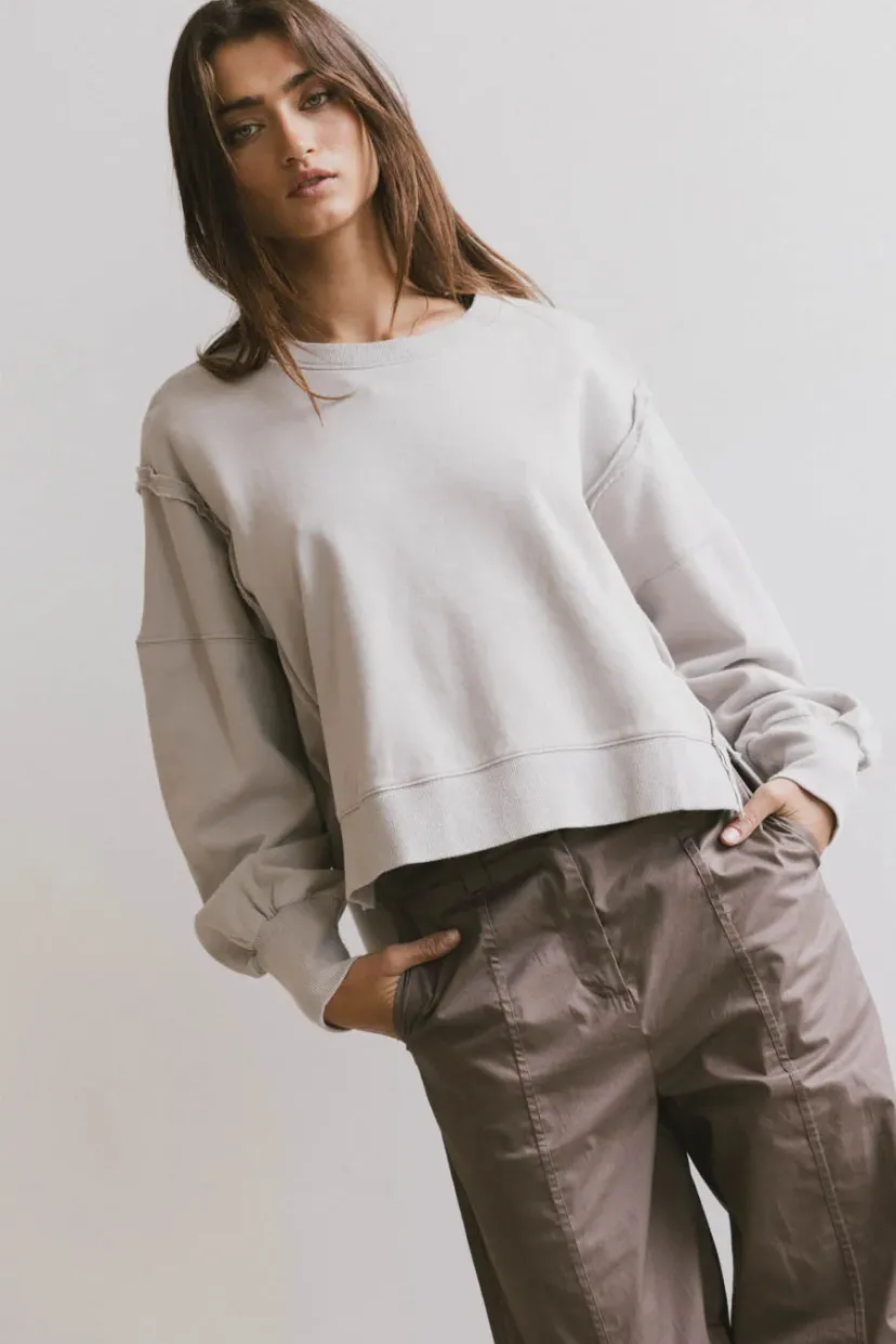 Tops | Sweaters>Bohme Costello Reverse Seam Crewneck in Grey