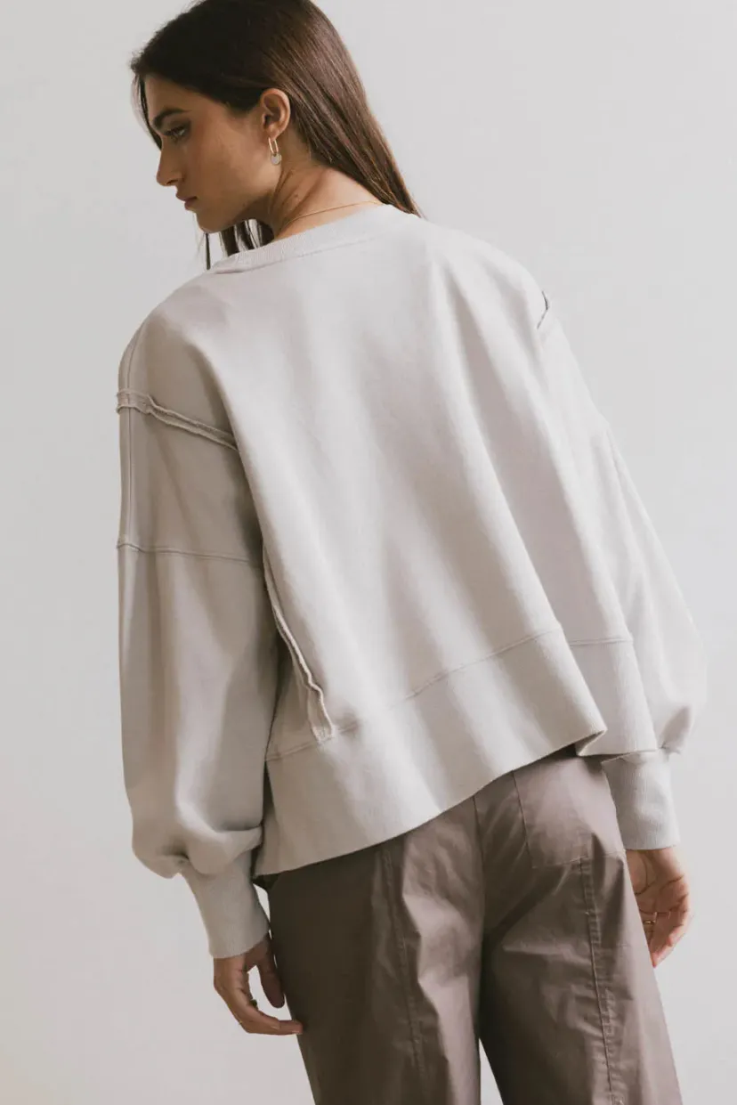 Tops | Sweaters>Bohme Costello Reverse Seam Crewneck in Grey