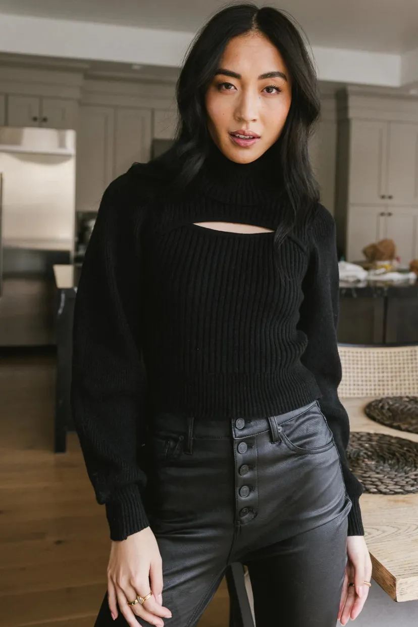 Tops | Sweaters>Bohme Cut Out Turtleneck Sweater in - FINAL SALE Black