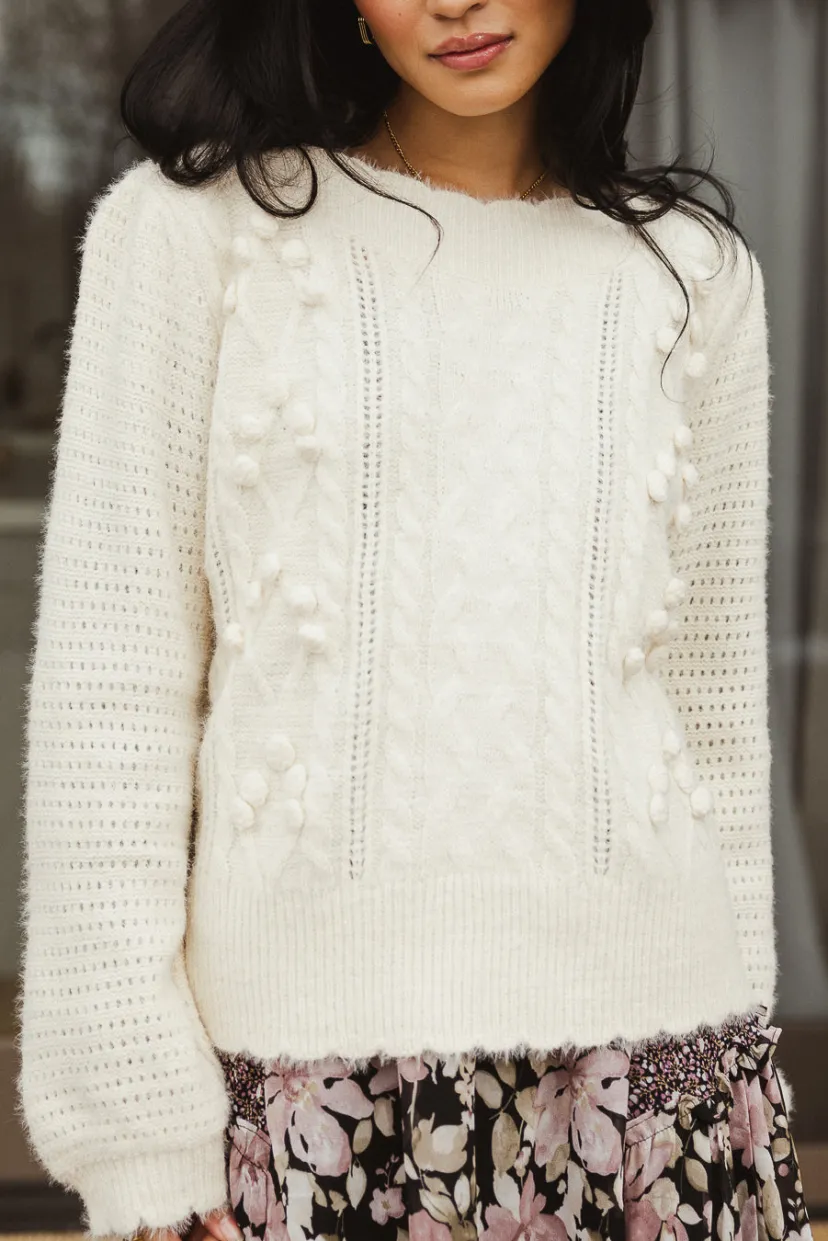 Tops | Sweaters>Bohme Dakota Cable Knit Sweater in - FINAL SALE Ivory