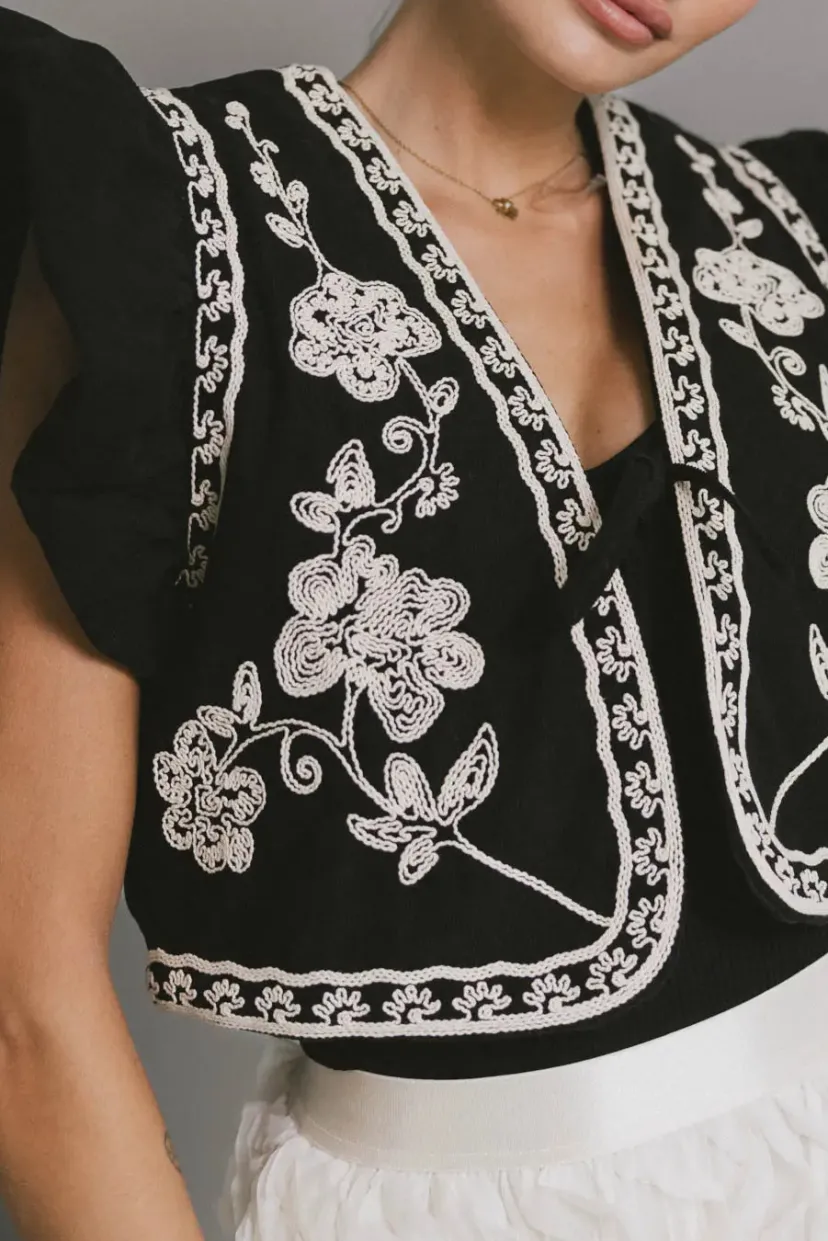 Vests>Bohme Damaris Embroidered Vest in Black