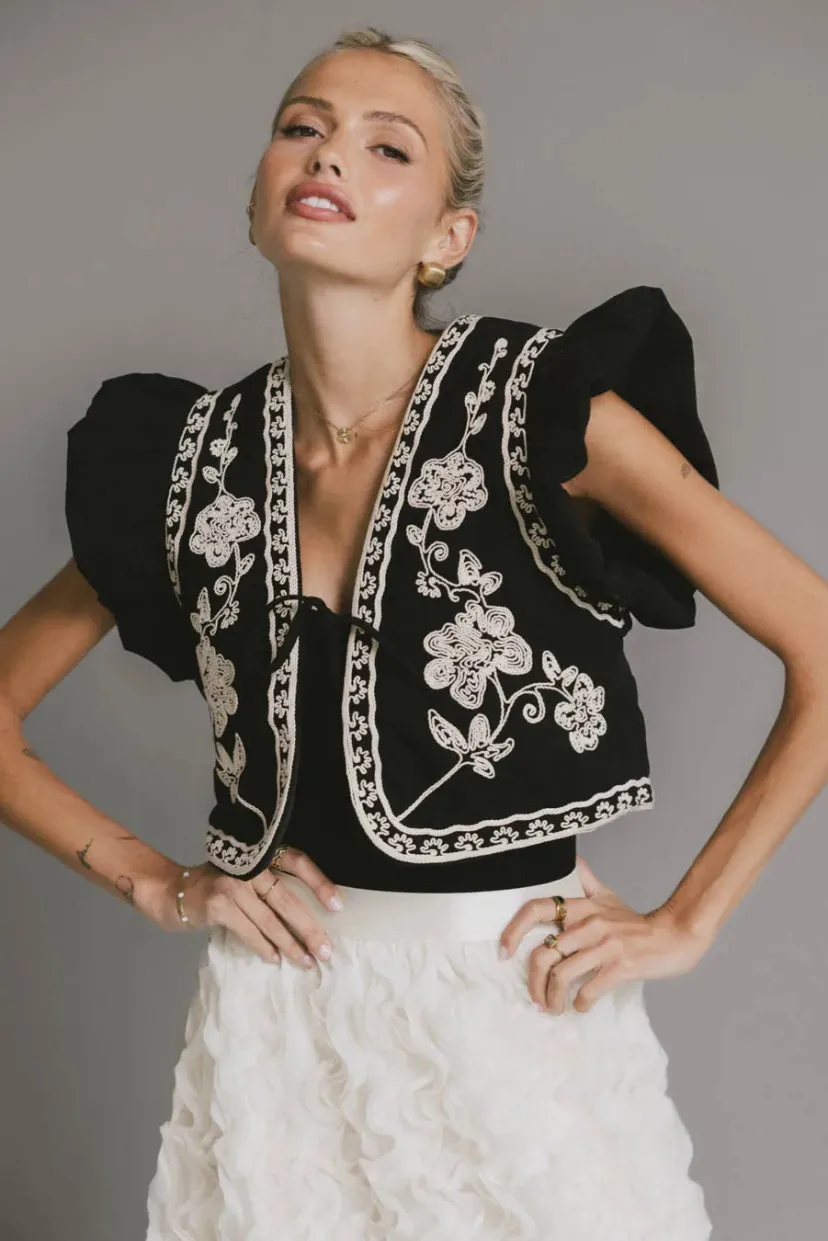 Vests>Bohme Damaris Embroidered Vest in Black