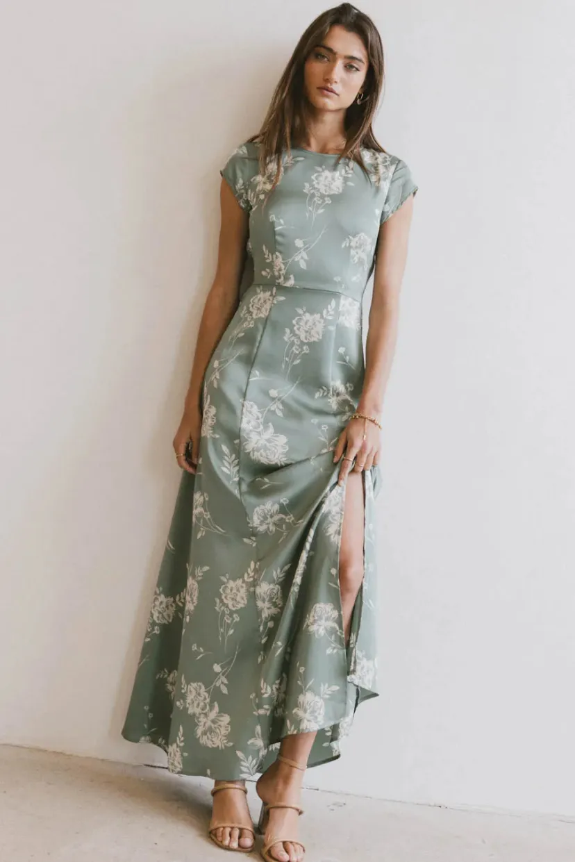 Dresses | Maxi Dresses>Bohme Daniella Floral Dress in Sage