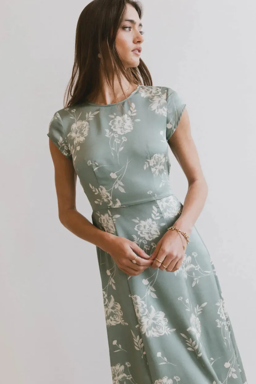 Dresses | Maxi Dresses>Bohme Daniella Floral Dress in Sage