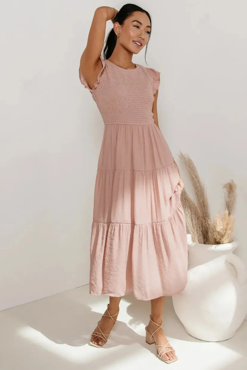 Dresses>Bohme Declan Midi Dress in Blush