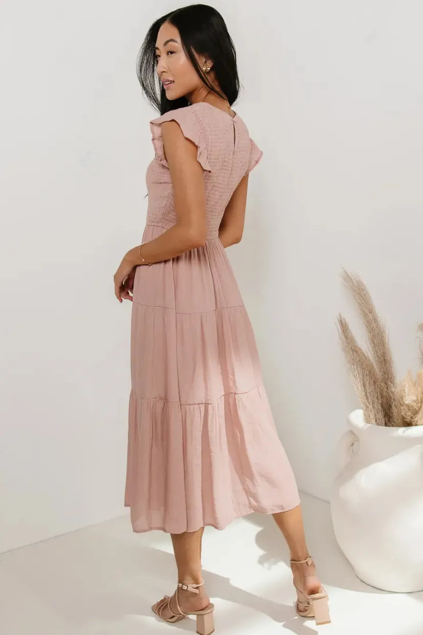 Dresses>Bohme Declan Midi Dress in Blush