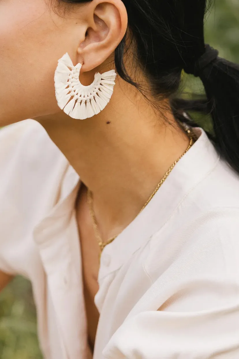 Jewelry>Bohme Deidre Tassel Fan Earrings in Ivory