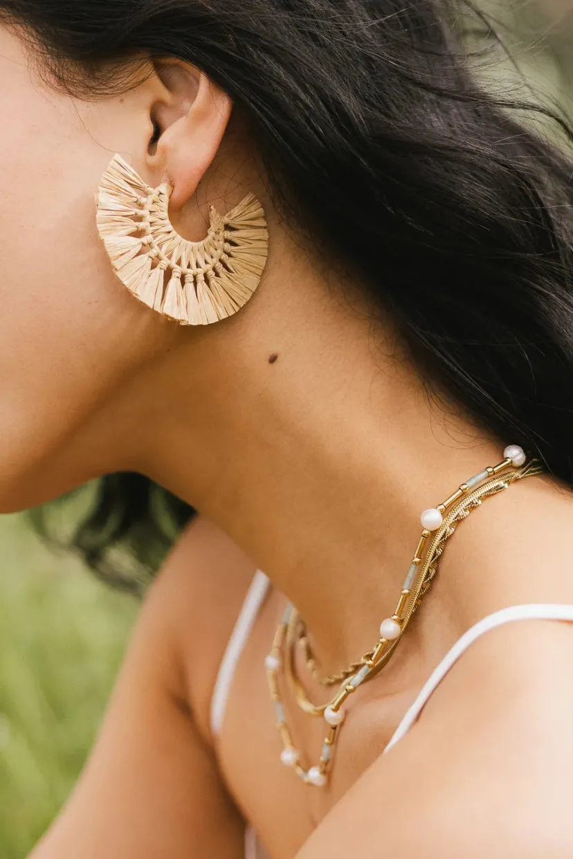 Jewelry>Bohme Deidre Tassel Fan Earrings in Tan