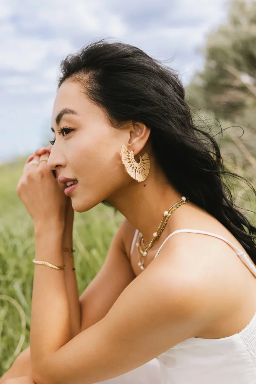 Jewelry>Bohme Deidre Tassel Fan Earrings in Tan