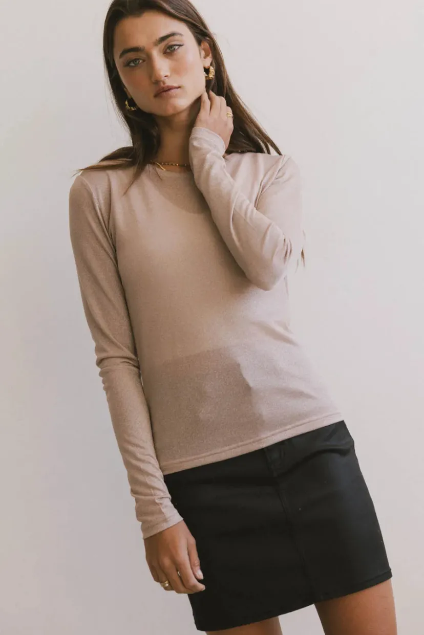 Tops | Tees & Tanks>Bohme Della Shimmer Top in Mauve