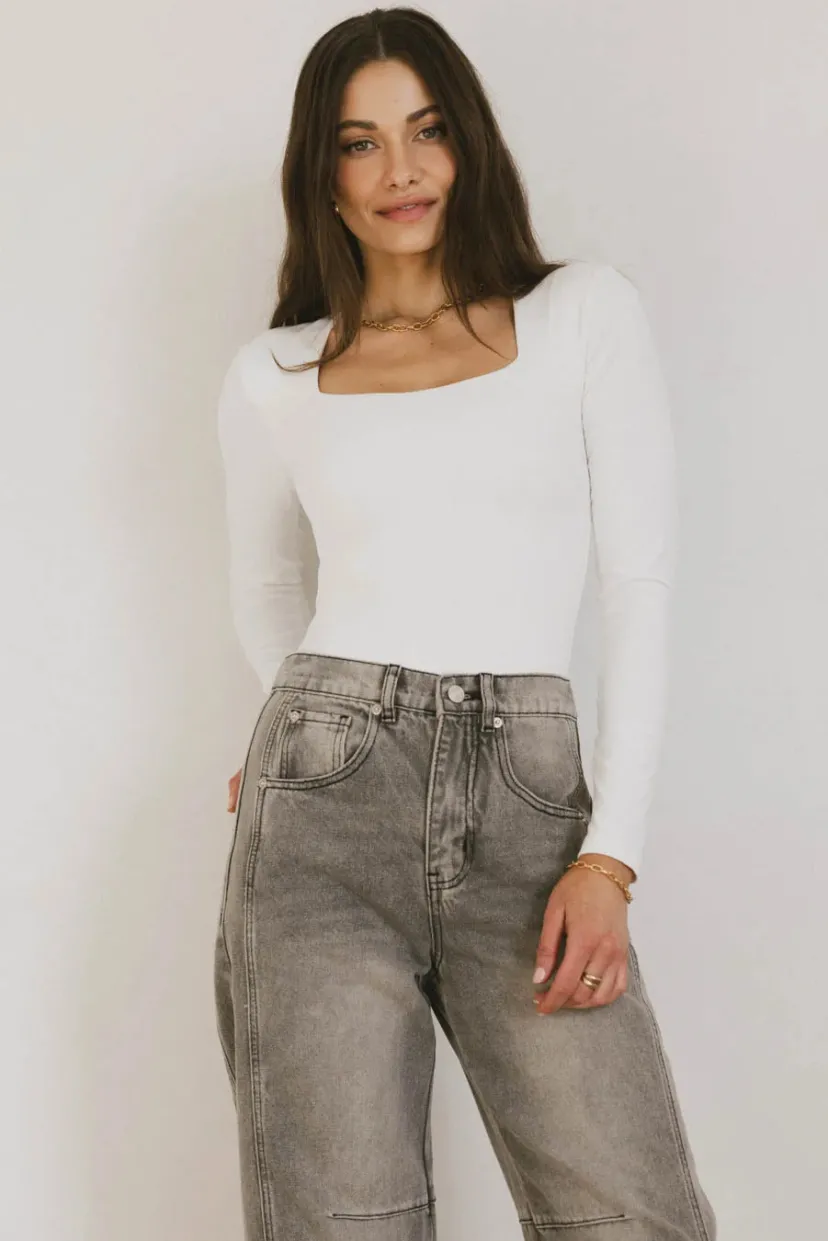 Essentials | Tees & Tanks>Bohme Demi Square Neck Bodysuit in White