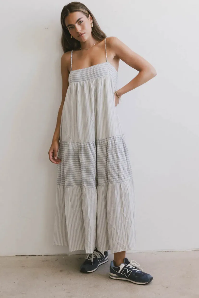 Dresses>Bohme Demi Striped Midi Dress in Blue