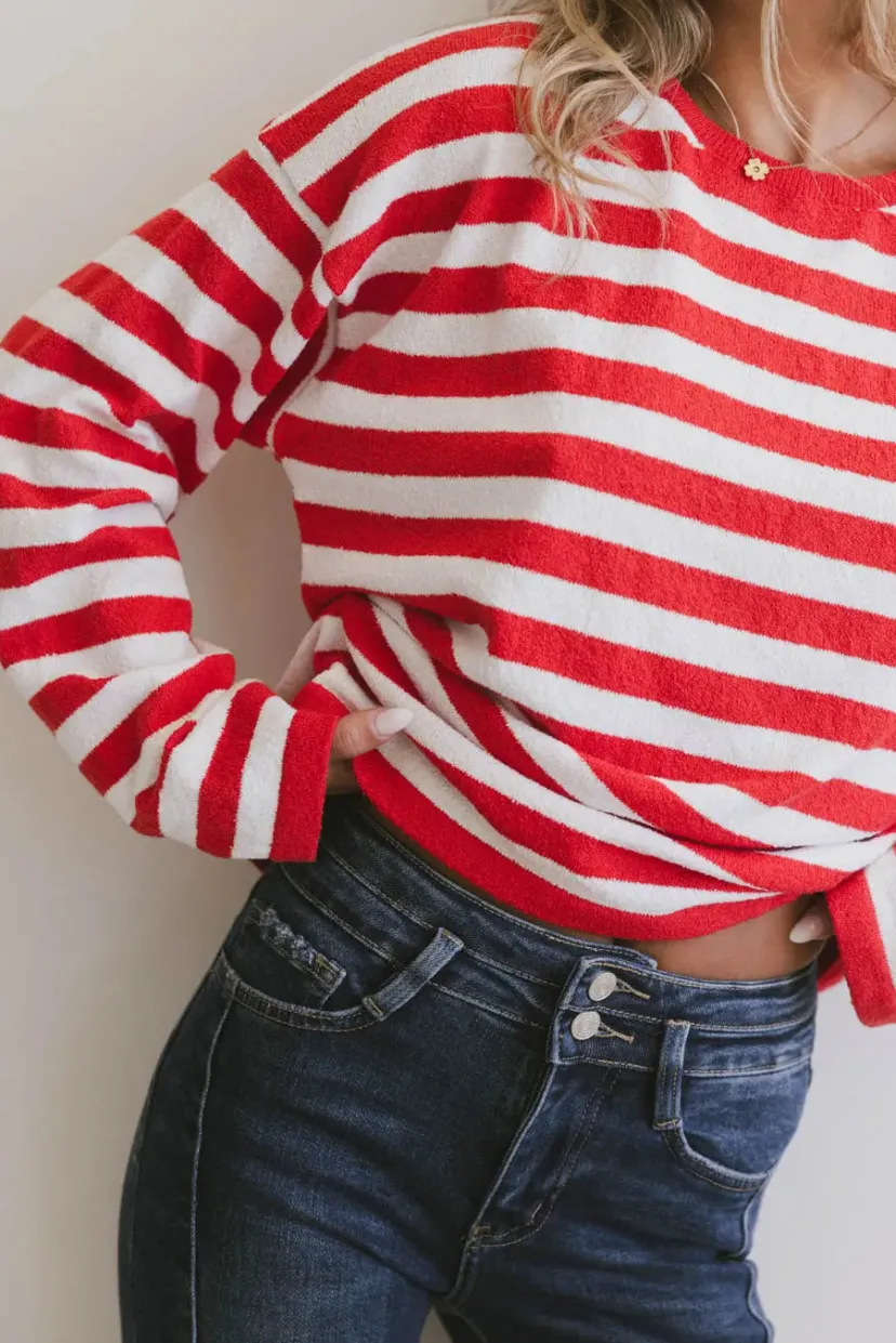 Tops | Sweaters>Bohme Destinia Striped Top in Red