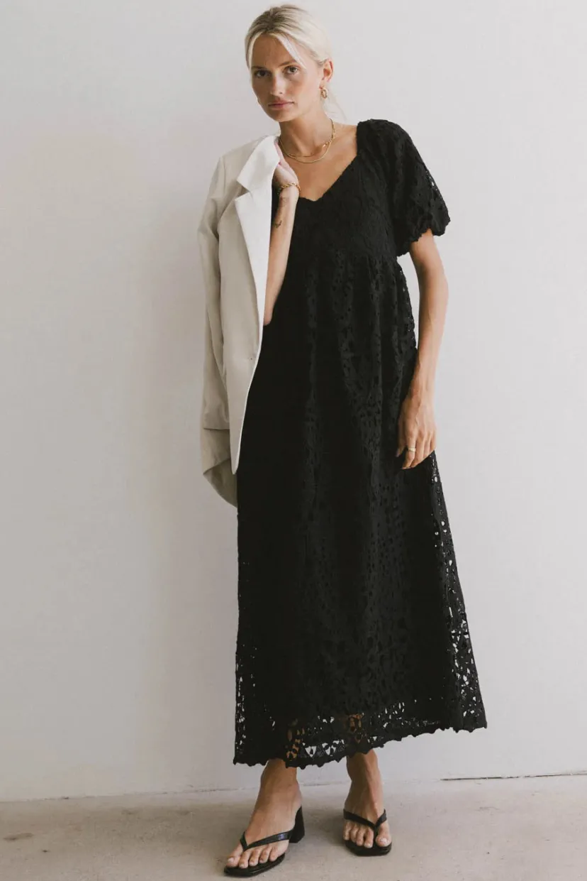 Dresses | Maxi Dresses>Bohme Devon Eyelet Lace Maxi Dress in Black