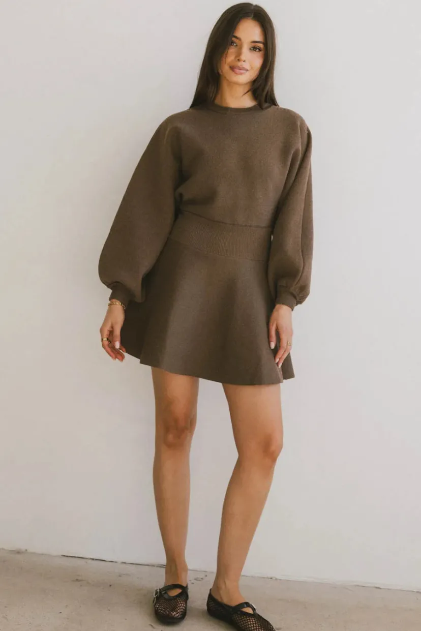 Dresses | Mini Dresses>Bohme Dolores Knit Mini Dress in Mocha