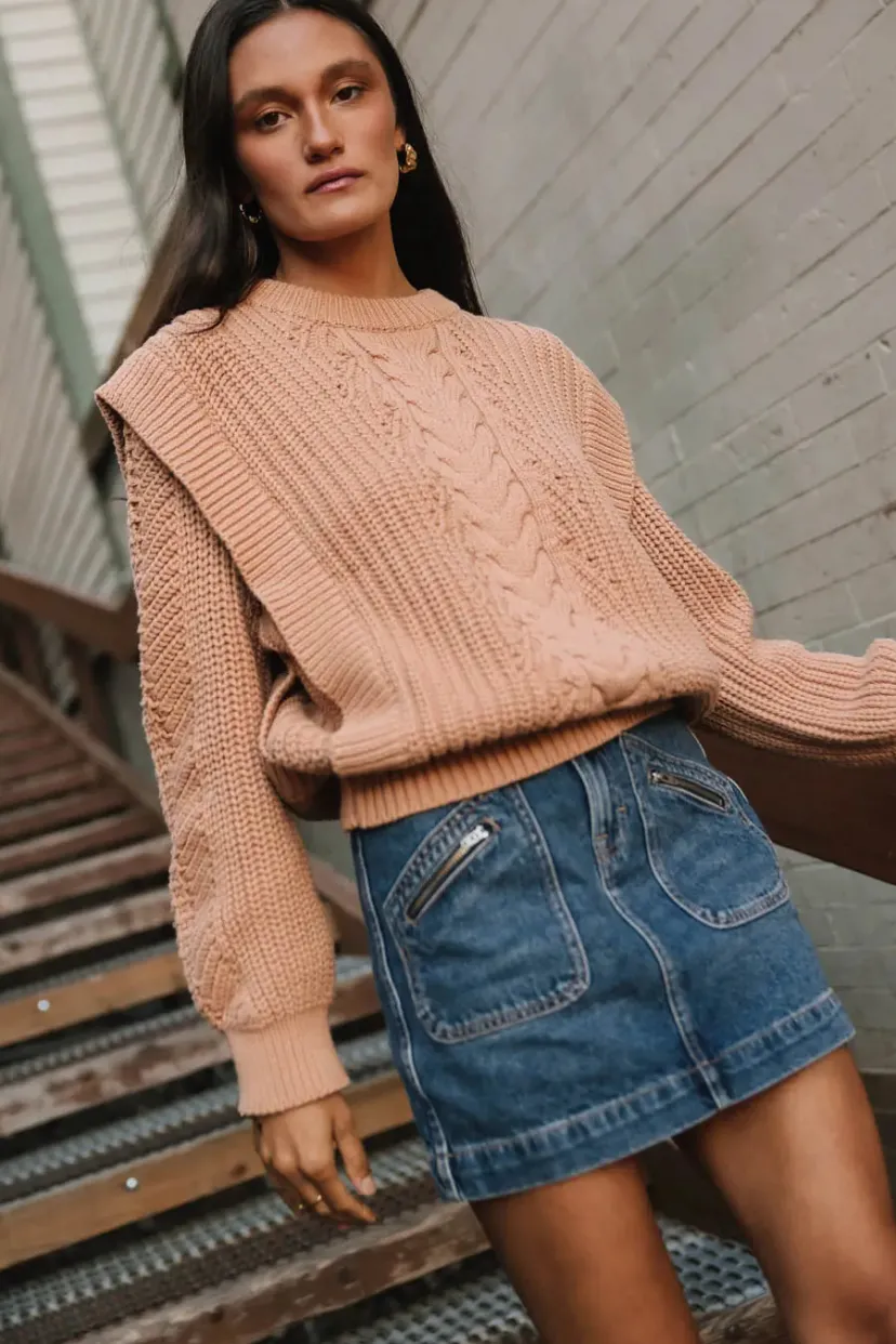 Tops | Sweaters>Bohme Dream Knit Sweater in Blush