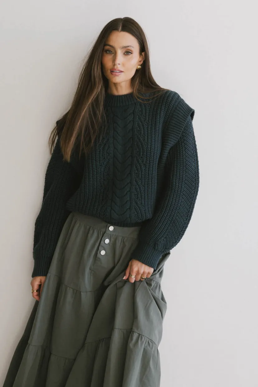 Tops | Sweaters>Bohme Dream Knit Sweater in Dark Teal Darkteal