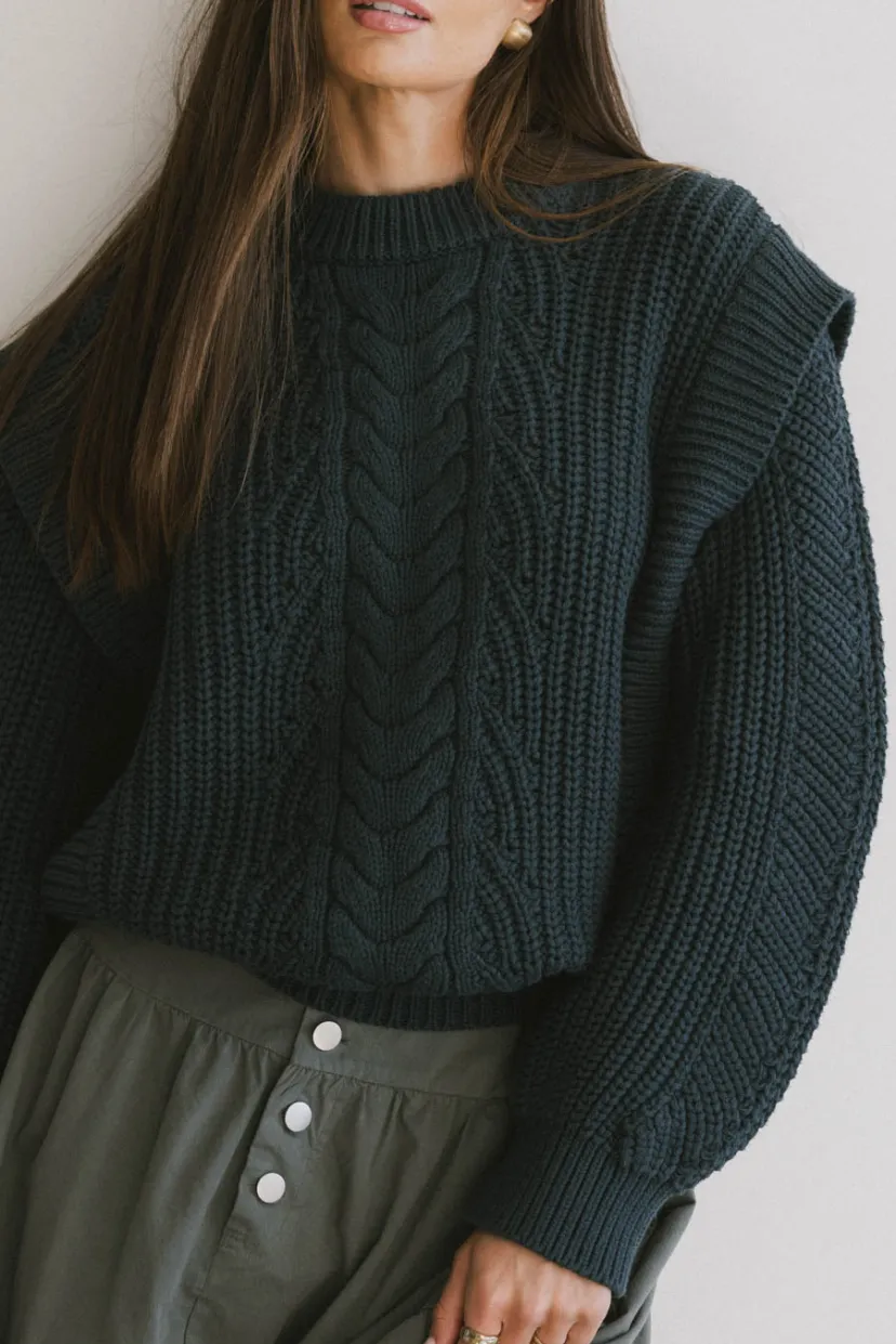 Tops | Sweaters>Bohme Dream Knit Sweater in Dark Teal Darkteal