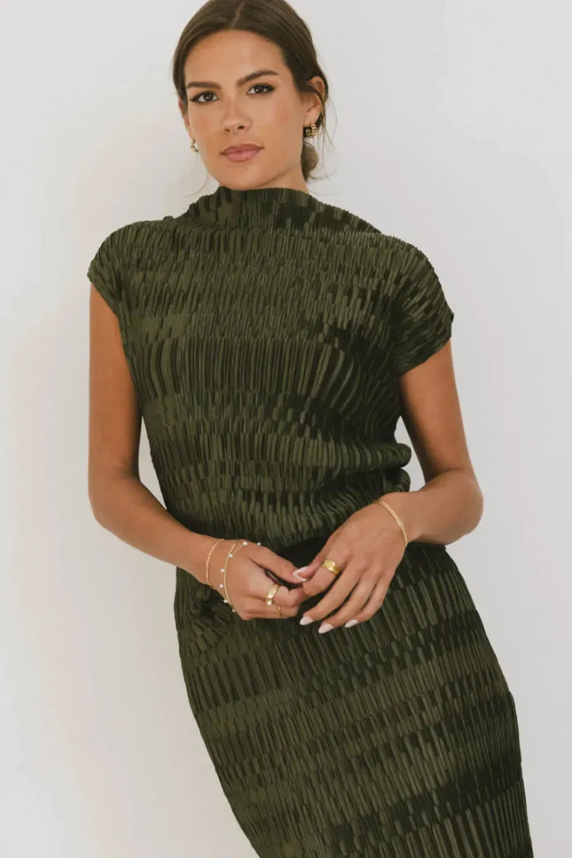 Tops | Sets>Bohme Dream Textured Top in Dark Moss Darkmoss