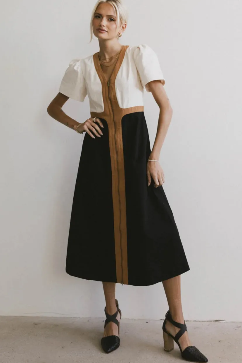 Dresses | Midi Dresses>Bohme Edith Colorblock Zip Up Dress