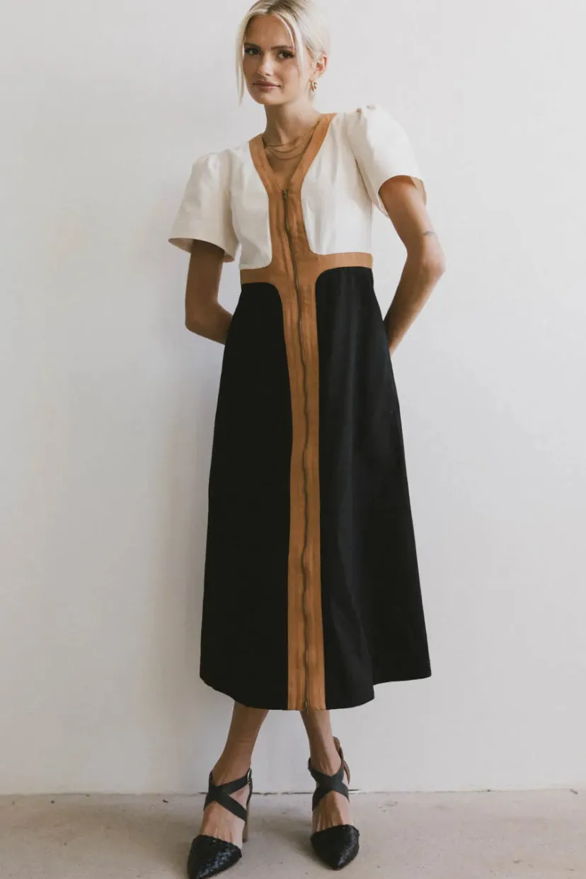 Dresses | Midi Dresses>Bohme Edith Colorblock Zip Up Dress