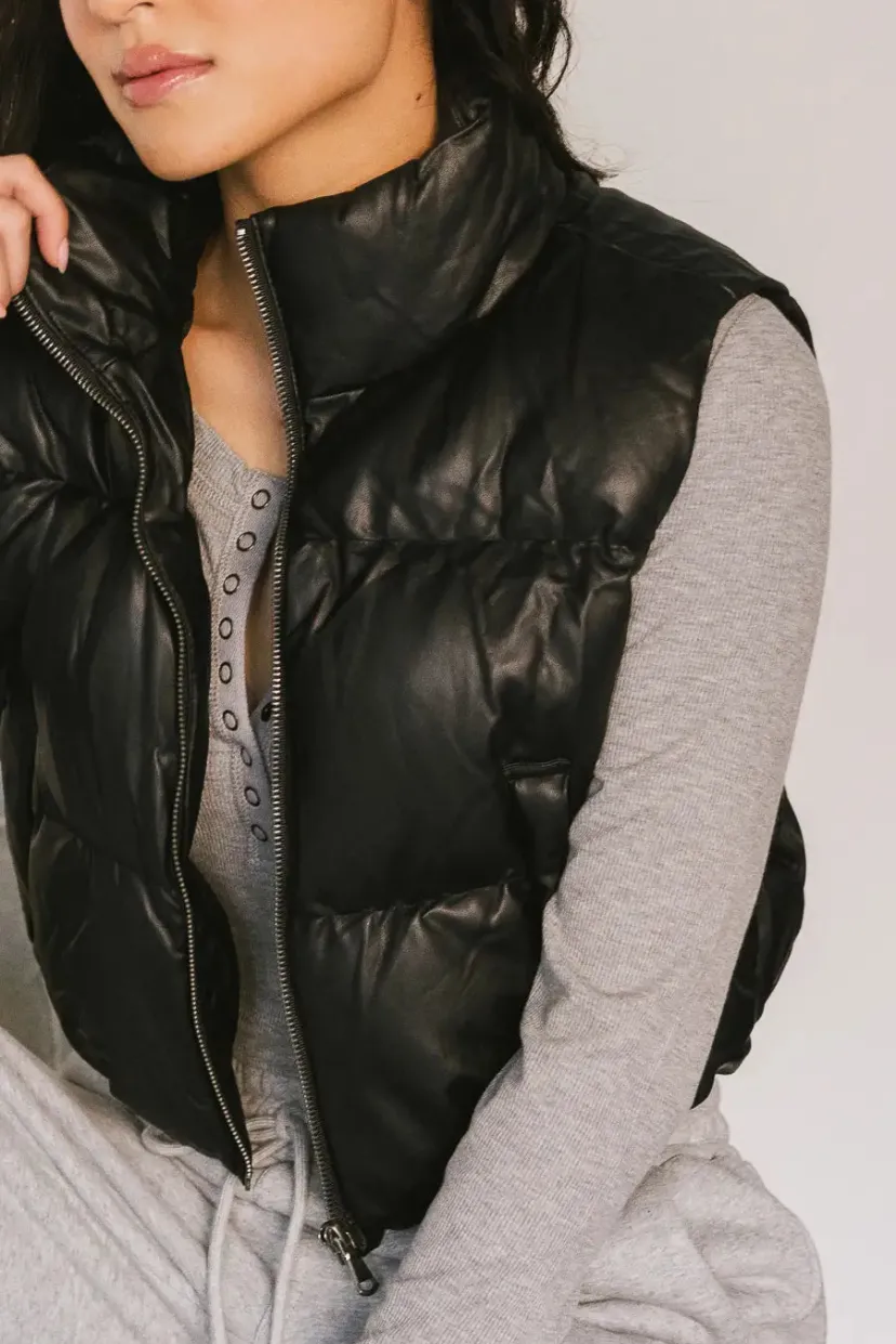 Vests>Bohme Elise Puffer Vest in Black